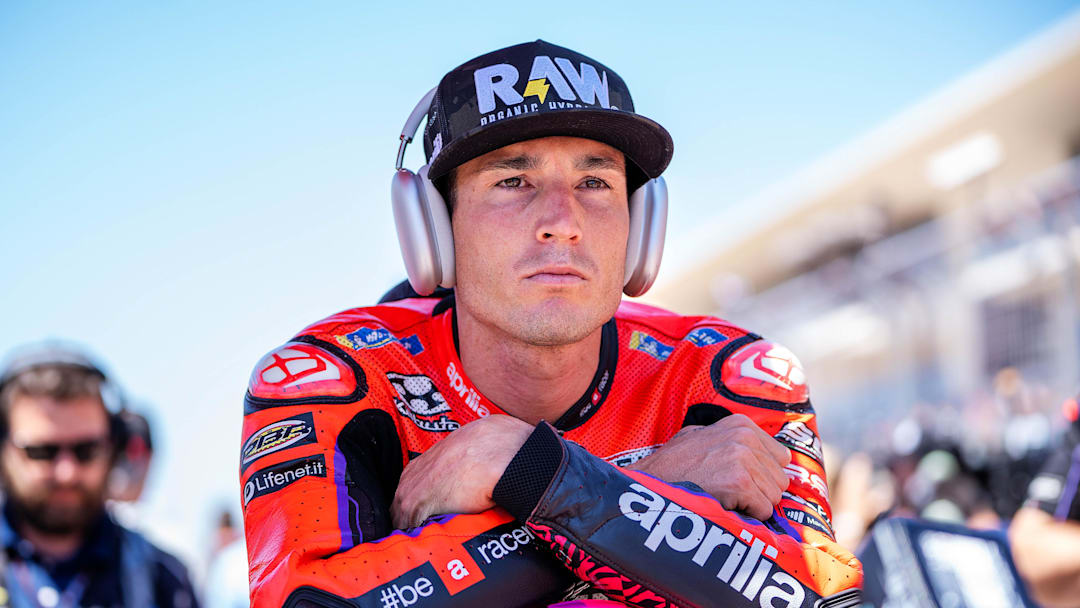 Apr 16, 2023; Austin, TX, USA; Aleix Espargaro (41) of Spain and Aprilia Racing prepares to race in the Red Bull Grand Prix of the Americas on April 16, 2023 at Circuit of the Americas. Mandatory Credit: Dustin Safranek-Imagn Images