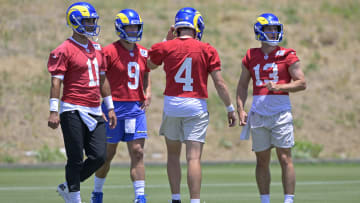 Los Angeles Rams Minicamp, Jimmy Garoppolo, Matthew Stafford, Dresser Winn, Stetson Bennett