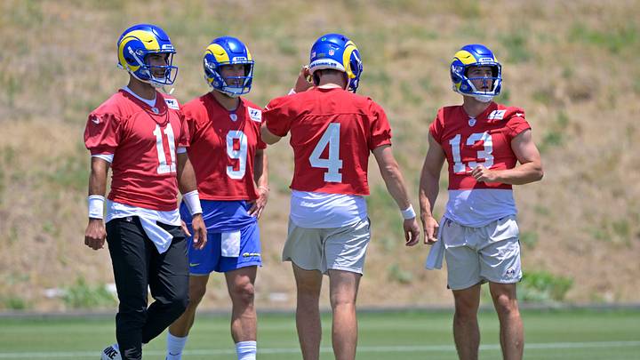 Los Angeles Rams Minicamp Jimmy Garoppolo, Matthew Stafford, Dresser Winn, Stetson Bennett