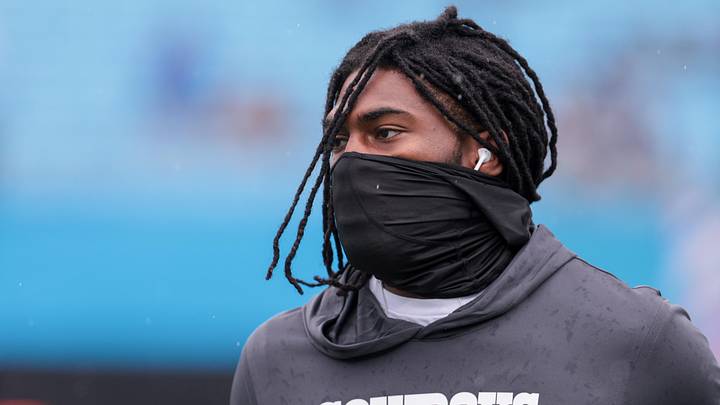 Dallas Cowboys cornerback Trevon Diggs warms up before the game against the Carolina Panthers at Bank of America Stadium.