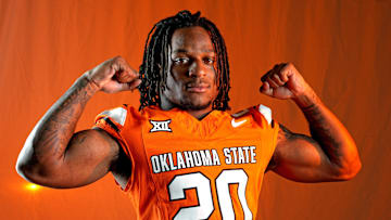 Oklahoma State running back Rodney Fields Jr. poses for a photograph during the Oklahoma State Cowboys football media days in Gallagher-Iba Arena in Stillwater, Oklahoma, Saturday, Aug., 2, 2025.