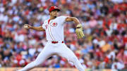 Cincinnati Reds starting pitcher Chase Burns pitches against the New York Yankees in the first inning at Great American Ball Park. 