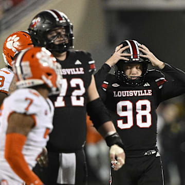 Louisville kickers combined to miss a pair of potential go-ahead field goals as well as an extra point in a 20–19 loss to Clemson.