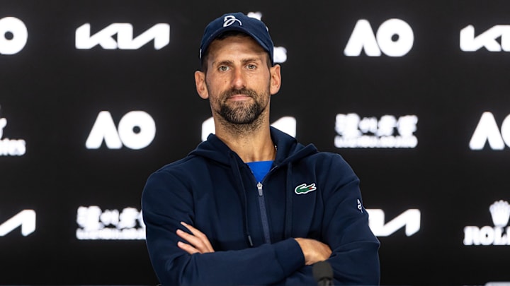 Djokovic after his match against Alexander Zverev in the semifinals of the 2025 Australian Open at Melbourne Park. 