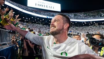 Oregon head coach Dan Lanning celebrates his win with Duck fans as the Oregon Ducks face the Penn State Nittany Lions on Sept. 27, 2025, at Beaver Stadium in University Park, Pennsylvania.