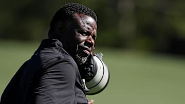 Ken Griffey Jr. is seen on the second green during the second round of the Masters Tournament at Augusta National Golf Club.