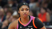 Jul 20, 2024; Phoenix, AZ, USA; Team WNBA forward Angel Reese gets in position against USA Women's National Team during the WNBA All Star Game at Footprint Center.