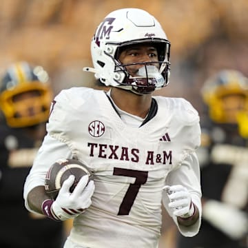 Texas A&M Aggies wide receiver KC Concepcion runs for a touchdown during the second half against the Missouri Tigers at Faurot Field at Memorial Stadium. 