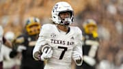 Texas A&M Aggies wide receiver KC Concepcion runs for a touchdown during the second half against the Missouri Tigers at Faurot Field at Memorial Stadium.
