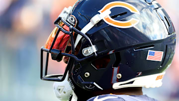 Nov 10, 2024; Chicago, Illinois, USA; Chicago Bears cornerback Jaylon Johnson (1) practices before the game against the New England Patriots at Soldier Field.
