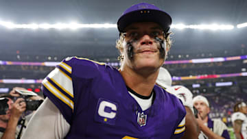 Minnesota Vikings quarterback J.J. McCarthy (9) is back in the starting lineup after missing five games due to injury.