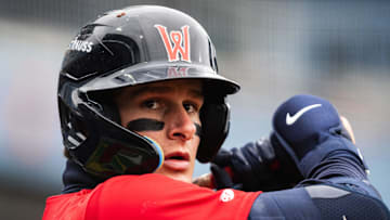 Red Sox top prospect Roman Anthony gets ready for an at-bat during a WooSox game on April 13, 2025 at Polar Park.