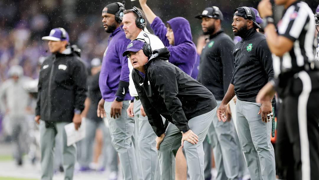 Aug 29, 2026; Dublin, Co. Dublin, IRL; TCU Horned Frogs head coach Sonny Dykes looks on against the North Carolina Tar Heels in the second half at Aviva Stadium. Mandatory Credit: Laszlo Geczo-Imagn Images