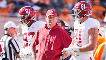 Alabama head coach Kalen DeBoer during an SEC conference game between Tennessee and Alabama in Neyland Stadium on Saturday, Oct. 19, 2024.