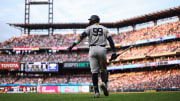Jul 30, 2024; Philadelphia, Pennsylvania, USA; New York Yankees outfielder Aaron Judge (99) walks up to bat during the third inning against the Philadelphia Phillies at Citizens Bank Park. Mandatory Credit: Bill Streicher-USA TODAY Sports