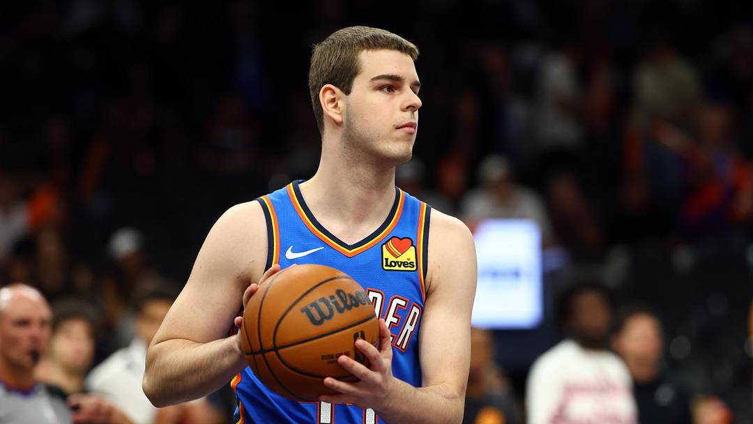 Apr 27, 2026; Phoenix, Arizona, USA; Oklahoma City Thunder guard Nikola Topic (44) against the Phoenix Suns during game four of the first round of the 2026 NBA Playoffs at Mortgage Matchup Center. Mandatory Credit: Mark J. Rebilas-Imagn Images Apr 27, 2026; Phoenix, Arizona, USA; Oklahoma City Thunder guard Nikola Topic (44) against the Phoenix Suns during game four of the first round of the 2026 NBA Playoffs at Mortgage Matchup Center. Mandatory Credit: Mark J. Rebilas-Imagn Images
