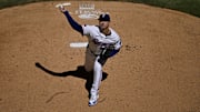 Sep 25, 2025; Arlington, Texas, USA; Texas Rangers starting pitcher Tyler Mahle (51) throws the ball during the first inning against the Minnesota Twins at Globe Life Field. Mandatory Credit: Jerome Miron-Imagn Images