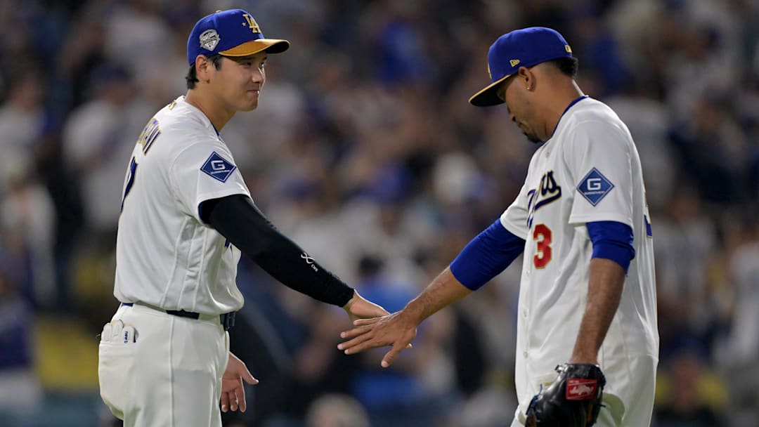 Los Angeles Dodgers designated hitter Shohei Ohtani and pitcher Edwin Díaz.