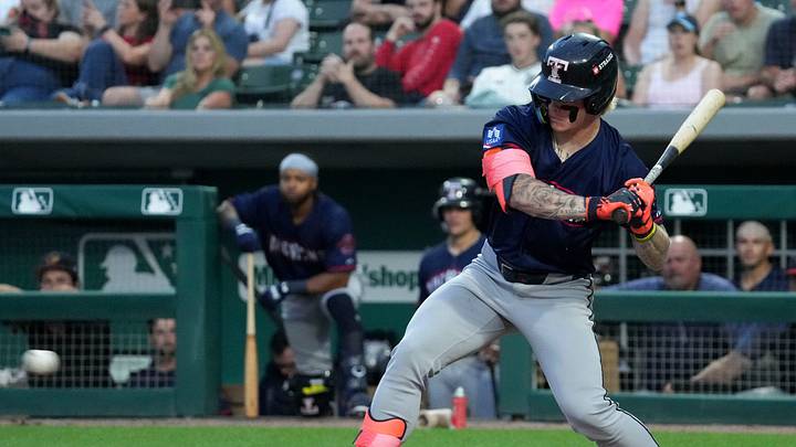 Toledo Mud Hens center fielder Max Clark (3 bats during a game celebrating the Indians’ 30th anniversary Saturday, July 11, 2026, at Victory Field in Indianapolis. The Indians fell to the Mud Hens 4-3.