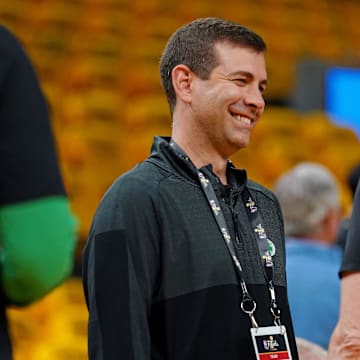 Jun 2, 2022; San Francisco, California, USA; Boston Celtics president of basketball operations Brad Stevens before game one of the 2022 NBA Finals Golden State Warriors at Chase Center. Mandatory Credit: Cary Edmondson-Imagn Images