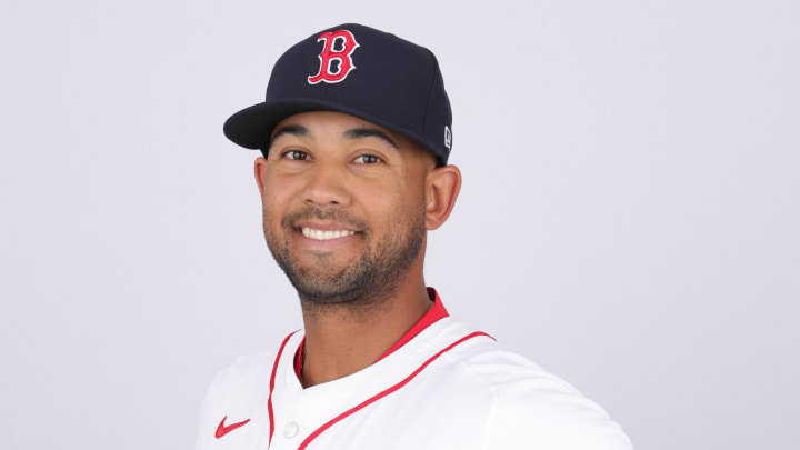 Feb 20, 2024; Lee County, FL, USA; Boston Red Sox infielder Jamie Westbrook (73) poses for a photo during media day at JetBlue Park.