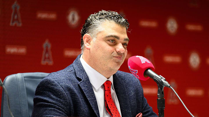 Los Angeles Angels general manager Perry Minasian speaks
