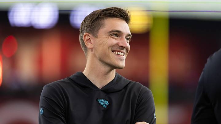 Nov 23, 2025; Glendale, Arizona, USA; Jacksonville Jaguars general manager James Gladstone against the Arizona Cardinals at State Farm Stadium. Mandatory Credit: Mark J. Rebilas-Imagn Images