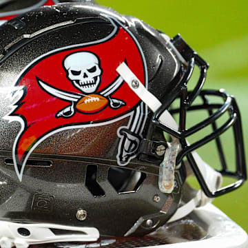 A general view of Tampa Bay Buccaneers helmets against the Kansas City Chiefs. Mandatory Credit: Denny Medley-Imagn Images