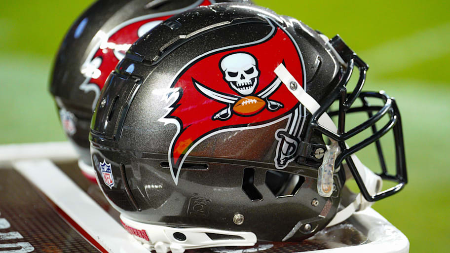 A general view of Tampa Bay Buccaneers helmets against the Kansas City Chiefs. Mandatory Credit: Denny Medley-Imagn Images | Denny Medley-Imagn Images