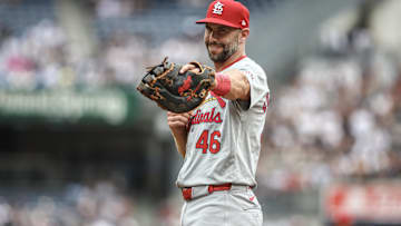 Sep 1, 2024; Bronx, New York, USA;  St. Louis Cardinals first baseman Paul Goldschmidt (46) at Yankee Stadium. Mandatory Credit: Wendell Cruz-Imagn Images