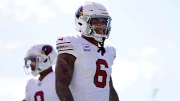 Oct 1, 2023; Santa Clara, California, USA; Arizona Cardinals running back James Conner (6) stands on