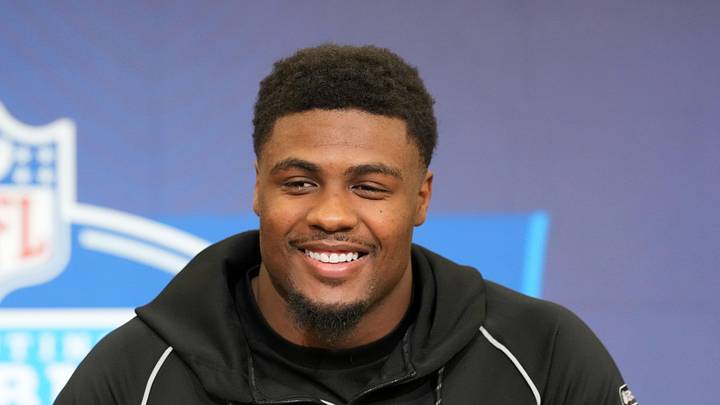 Georgia linebacker CJ Allen speaks during the NFL Scouting Combine