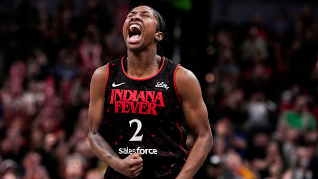 A photo of Aari Mcdonald yelling