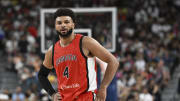 Jul 10, 2024; Las Vegas, Nevada, USA; Canada guard Jamal Murray (4) looks on in the second quarter against USA in the USA Basketball Showcase at T-Mobile Arena. Mandatory Credit: Candice Ward-USA TODAY Sports