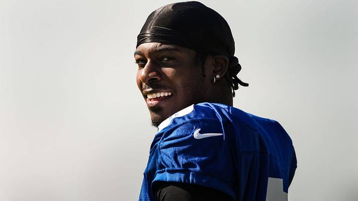 Indianapolis Colts linebacker Akeem Davis-Gaither (51) walks up the field Tuesday, Aug. 4, 2026, during practice at Colts Camp at Grand Park in Westfield.