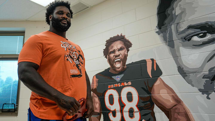 Cincinnati Bengals defensive tackle DJ Reader and his foundation, A Son Never Forgets, host a Back to School event at Shroder High School on Tuesday August 15, 2023. Reader cut the ribbon to the new Reader Resource Room, a room where students can receive free resources.
