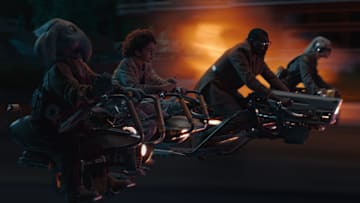 (L-R) Neel (Robert Timothy Smith), Wim (Ravi Cabot-Conyers), Wendle (Tunde Adebimpe) and KB (Kyriana Kratter) in Lucasfilm’s STAR WARS: SKELETON CREW, exclusively on Disney+. ©2024 Lucasfilm Ltd. & TM. All Rights Reserved. Image Credit: The Walt Disney Company Getty Images