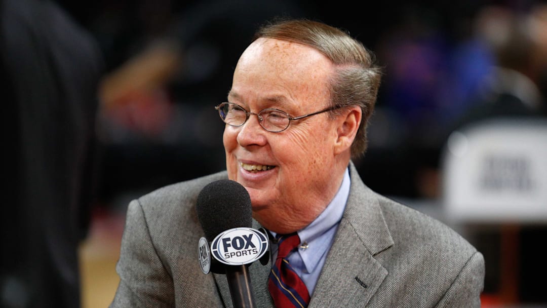 Feb 28, 2017; Auburn Hills, MI, USA; Radio and television commentator George Blaha smiles before the game between the Detroit Pistons and the Portland Trail Blazers at The Palace of Auburn Hills. Pistons won 120-113 in overtime. Mandatory Credit: Raj Mehta-Imagn Images Feb 28, 2017; Auburn Hills, MI, USA; Radio and television commentator George Blaha smiles before the game between the Detroit Pistons and the Portland Trail Blazers at The Palace of Auburn Hills. Pistons won 120-113 in overtime. Mandatory Credit: Raj Mehta-Imagn Images