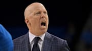 Nov 10, 2025; Los Angeles, California, USA;  UCLA Bruins head coach Mick Cronin yells as players during the first half against the West Georgia Wolves at Pauley Pavilion presented by Wescom Financial. Mandatory Credit: Jayne Kamin-Oncea-Imagn Images