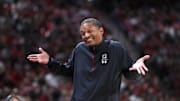 Jan 20, 2024; Fayetteville, Arkansas, USA; South Carolina Gamecocks head coach Lamont Paris during the first half against the Arkansas Razorbacks at Bud Walton Arena. Mandatory Credit: Nelson Chenault-Imagn Images