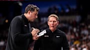Gonzaga Bulldogs assistant coach Brian Michaelson (left) and head coach Mark Few (right).