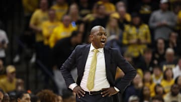 Mar 8, 2025; Columbia, Missouri, USA; Missouri Tigers Head Coach Dennis Gates reacts in the second half against the Kentucky Wildcats at Mizzou Arena. Mandatory Credit: Gary Rohman-Imagn Images