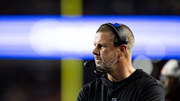 Sep 7, 2024; Gainesville, Florida, USA; Florida Gators head coach Billy Napier looks on against the Samford Bulldogs during the second half at Ben Hill Griffin Stadium. Mandatory Credit: Matt Pendleton-Imagn Images