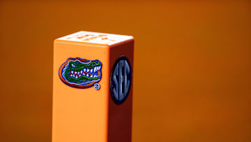 Sep 7, 2024; Gainesville, Florida, USA; A pylon with a Florida Gators and SEC logo sits in the endzone against the Samford Bulldogs during the first half at Ben Hill Griffin Stadium. Mandatory Credit: Matt Pendleton-Imagn Images