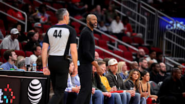 Dec 21, 2022; Houston, Texas, USA; Orlando Magic head coach Jahmal Mosley on the sidelines during the first quarter against the Houston Rockets at Toyota Center. Mandatory Credit: Erik Williams-Imagn Images
