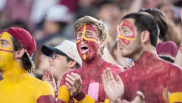 Florida State Seminole fans cheer on the football team as they play the Miami Hurricanes on Saturday, Oct. 4, 2025.