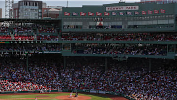 Jun 5, 2024; Boston, Massachusetts, USA;  A general view of Fenway Park during a game between the Atlanta Braves and the Boston Red Sox. Mandatory Credit: Paul Rutherford-Imagn Images