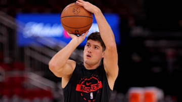 Nov 12, 2025; Houston, Texas, USA; Houston Rockets guard Reed Sheppard (15) warms up prior to the game against the Washington Wizards at Toyota Center. Mandatory Credit: Erik Williams-Imagn Images