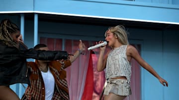 Sabrina Carpenter performs on the Coachella Stage during the Coachella Music and Arts Festival in Indio, Calif.