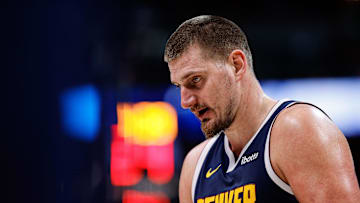 Dec 13, 2024; Denver, Colorado, USA; Denver Nuggets center Nikola Jokic (15) in the third quarter against the Los Angeles Clippers at Ball Arena. Mandatory Credit: Isaiah J. Downing-Imagn Images